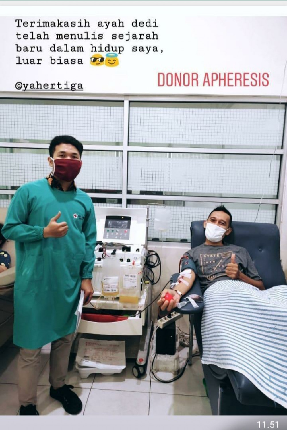 Pasien pertama dari petugas apheresis